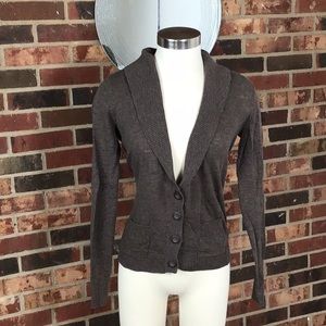 Mossimo Supply Brown burnout shawl collar v neck cardigan w/ pockets Size large